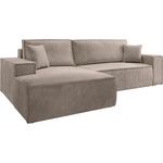 Selsey 'Farese New' Ecksofa mit Cordbezug, Schlaffunktion und Stauraum, Beige, links