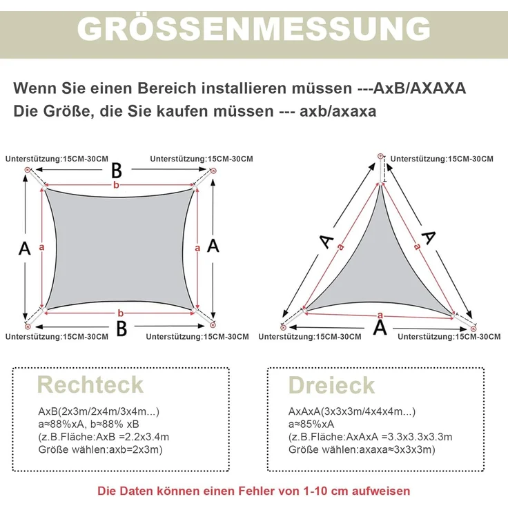 AXT SHADE Sonnensegel Wasserdicht Dreieck Rechtwinklig 5 x 5 x 7 m Wetterschutz Sonnenschutz PES Polyester mit UV Schutz für Terrasse Balkon Garten-Creme(Wir Machen Sondergrößen) – Bild 6