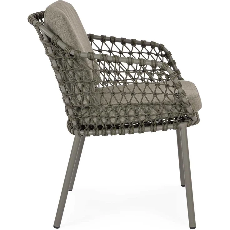 Gartenstuhl Ivissa aus Metall, modern gepolstert, Grün, wetterfestes Kissen, inkl. Armlehnen – Bild 6