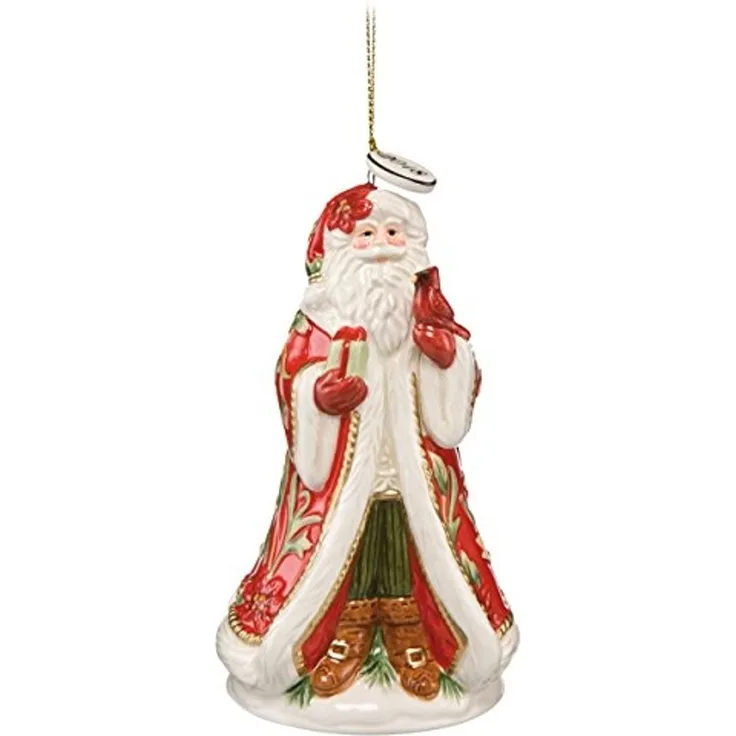 Goebel Fitz and Floyd Santa 2018 Jahresglocke, Weihnachtsfigur, Weihnachten Figur, Dekofigur, Porzellan, Rot /Weiss, 13. 5, 51000801