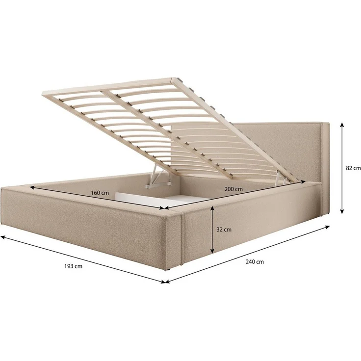 Compleo Polsterbett CORD mit Stauraum ASTA, Modern design, Doppelbett mit Kopfstütze – Bild 2