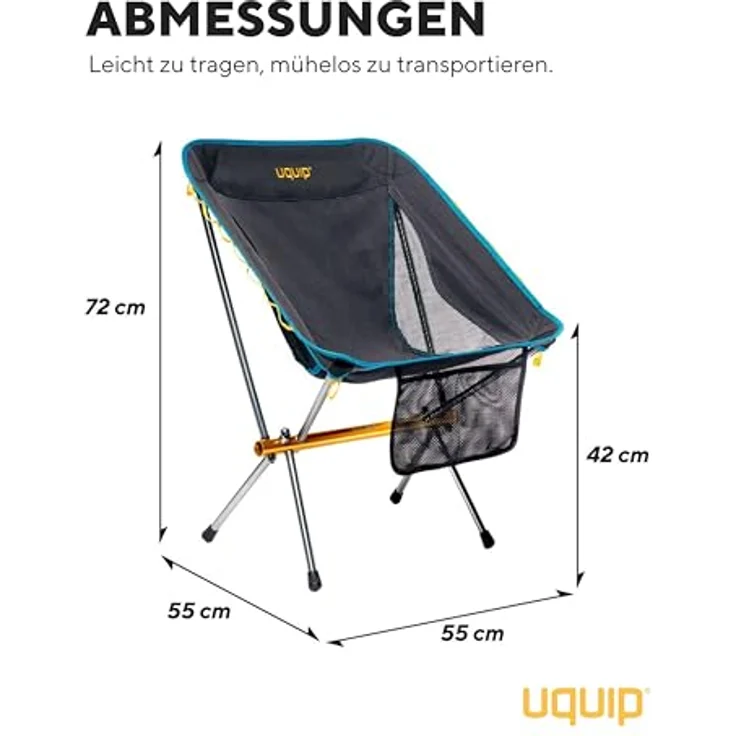 Uquip Campingstuhl Infinity I ultraleichter Faltbarer Klappstuhl mit 120 kg Traglast I kompakter Faltstuhl aus Aluminium I tragbarer Outdoor-Stuhl für Camping, Wandern, Radtouren, Festivals & Reisen – Bild 3