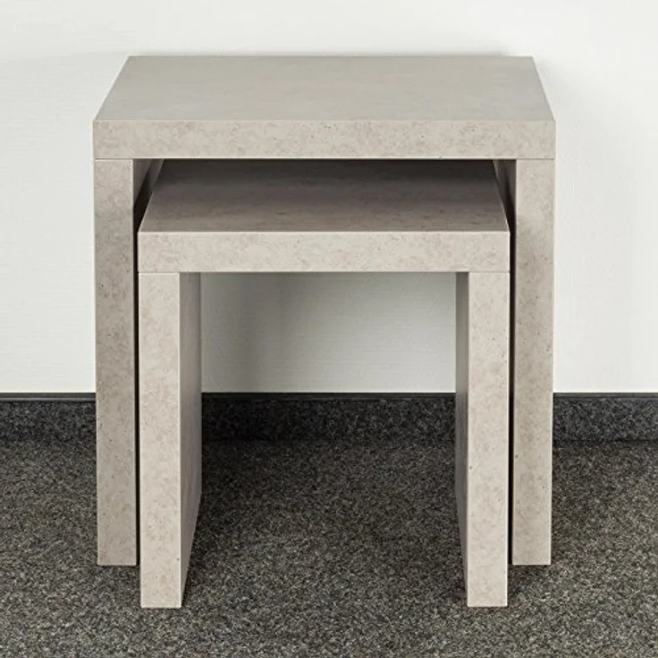 Levandeo® Couchtisch, 2 Satztisch 44x44x36cm Betonoptik grau Beistelltisch – Bild 5