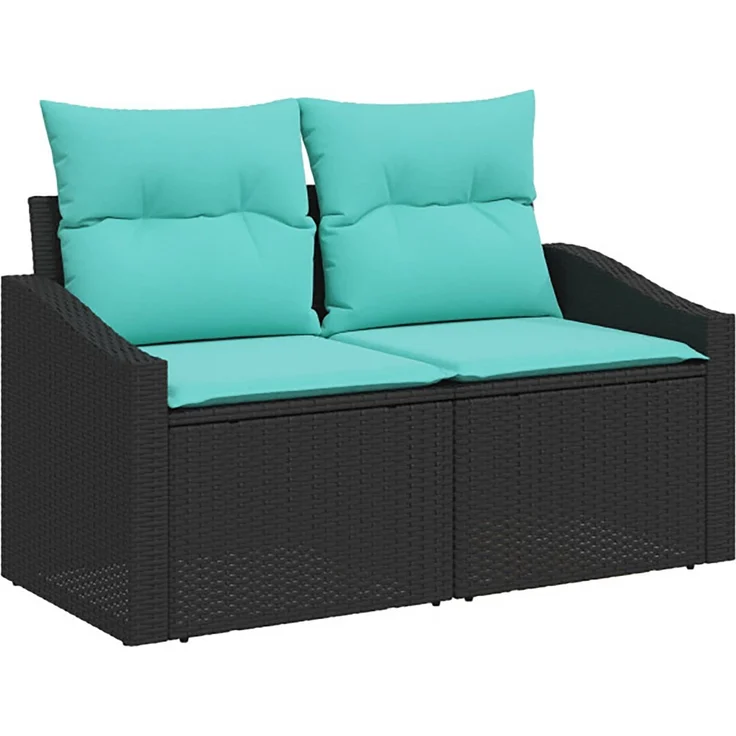vidaXL Sofa Set 8 stk. Schwarz und Blau Polyrattan und Stahl 3448208 – Bild 3