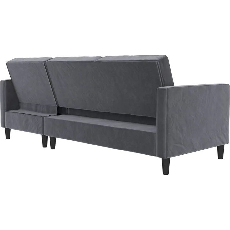Schlafsofa >Palermo< in Anthrazit, Samt - 213x82x154cm (BxHxT) – Bild 6