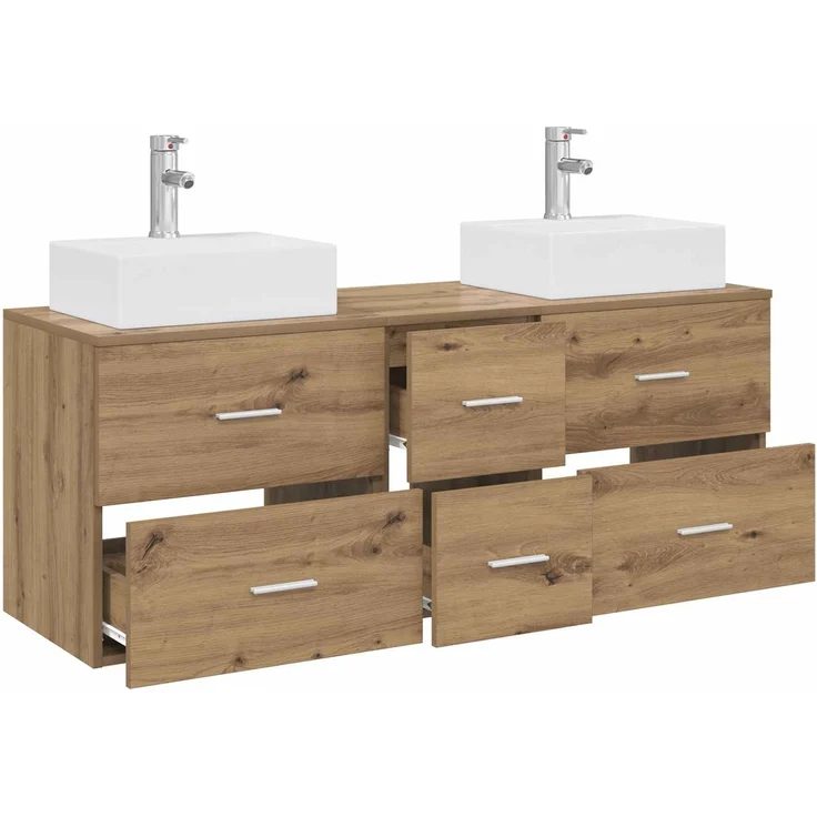vidaXL Badezimmerschrank-Set 3 stk. Artisan-Eiche 129 x 41 x 79,5 cm 3405850 – Bild 3