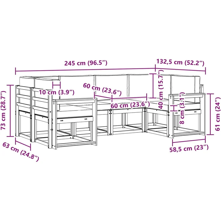 vidaXL Outdoor-Sofagarnitur 6 stk. 6-Sitzer Weiß und Anthrazit 3388126 – Bild 9