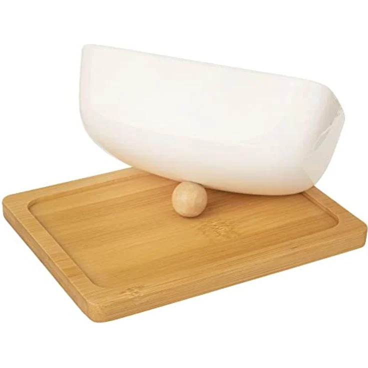 Orion Orion Butterdose aus Porzellan, Bambus-Butterdose, 13 x 8,5 x 16 cm – Bild 5