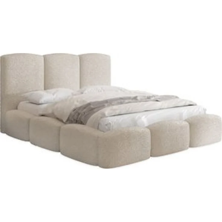WFL GROUP Polsterbett Harmony (erhältlich in 5 Größen 120x200, 140x200, 160x200, 180x200, 200x200 cm), Doppelbett mit Stauraum, hohem Kopfteil, boucle oder samt Stoff – Bild 6
