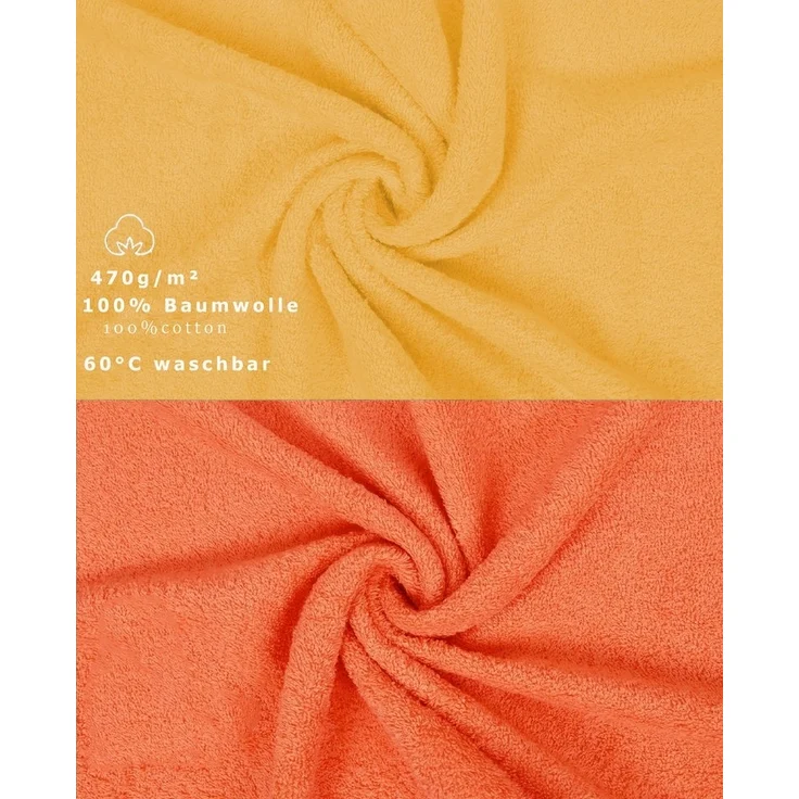 Betz Waschhandschuh 10 Stück Waschhandschuhe Premium 16x21 cm Farbe honiggelb/ blutorange, (10-St) – Bild 2