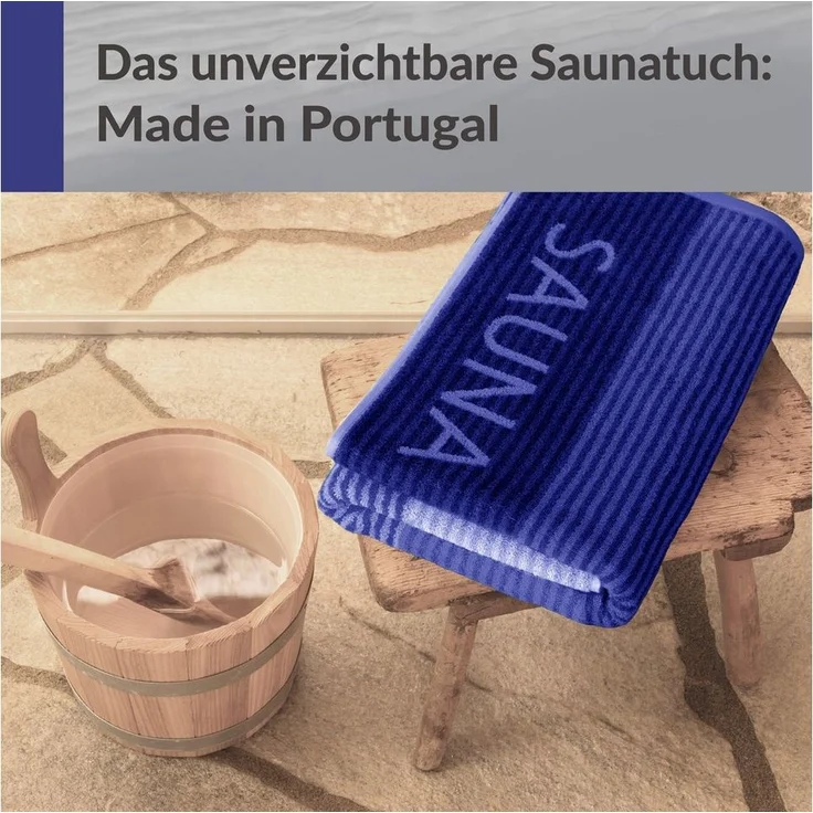 Lashuma Saunatuch Helsinki, Frottee (1-St), großes Handtuch 85x200 blau schwarz mit Streifen – Bild 3