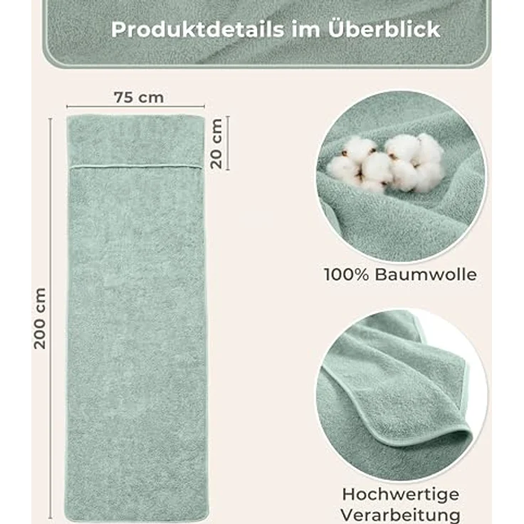Laynenburg Liegenauflage Frottee Schonbezug aus 100% Baumwolle für Gartenliege, (1 St), Sonnenliege - Liegenbezug mit Umschlag für Standliege in 75x200 cm – Bild 4