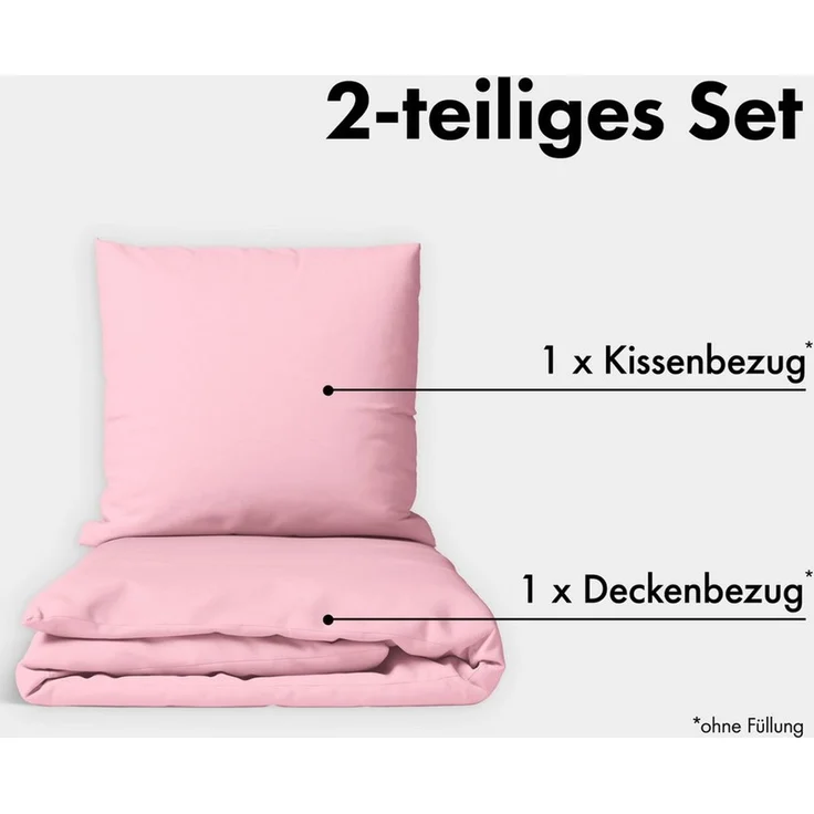Jacobson Bettwäsche Set - 100% Baumwolle, Perkal, 2 teilig, Erhältlich in den Größen 135x200, 155x220, 200x200, 200x220, 240x220 – Bild 2