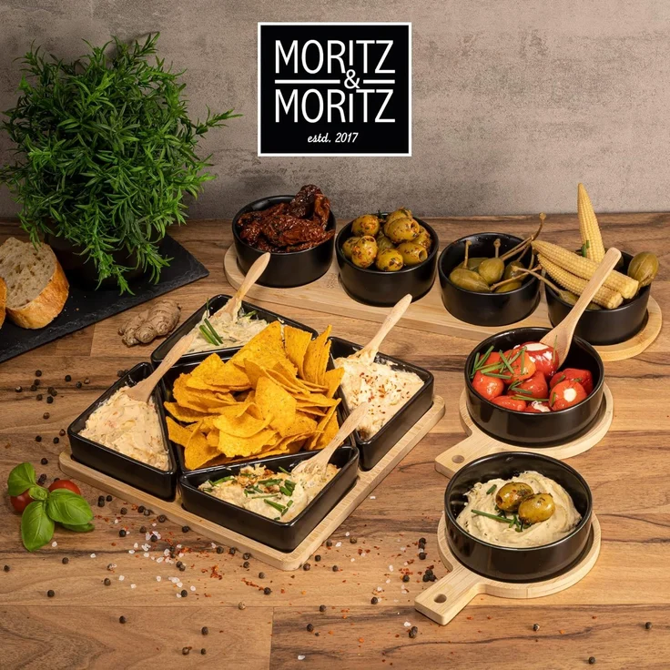 Moritz & Moritz Servierschale Schalen Set, Schiefer, Holz, (Set, 11-tlg) – Bild 7