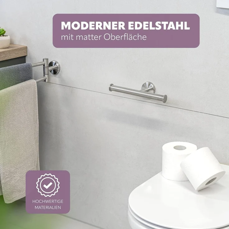 bremermann Toilettenpapierhalter Bad-Serie PIAZZA – Doppelrollenhalter 2in1, Edelstahl matt – Bild 4