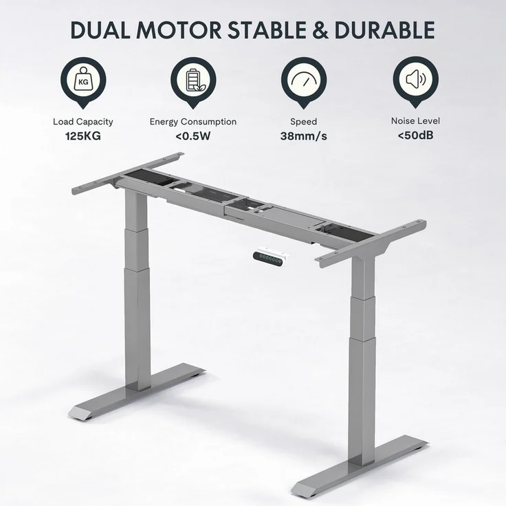 FLEXISPOT Schreibtisch Elektrisch höhenverstellbares Tischgestell E6 (2 Motore, 3-Fach-Teleskop, 3 Säulen, 4 Speicherplätze), Kollisionschutz Funktion, USB Ladeanschluss, MAX Load: 160KG – Bild 3