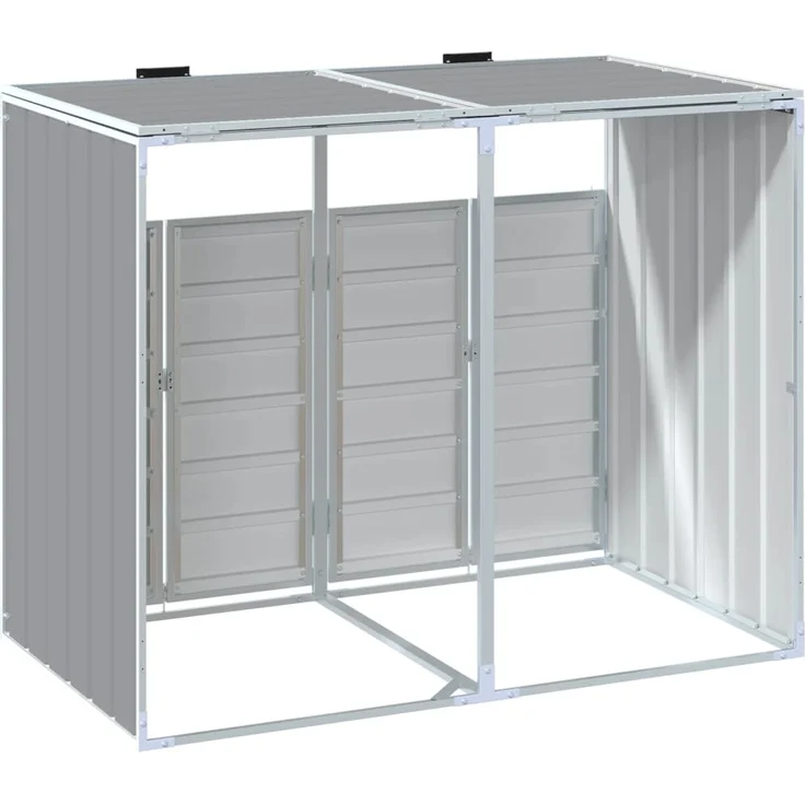 vidaXL Mülltonnenbox für 2 Tonnen Grau 144x81x113 cm Stahl 4006176 – Bild 6