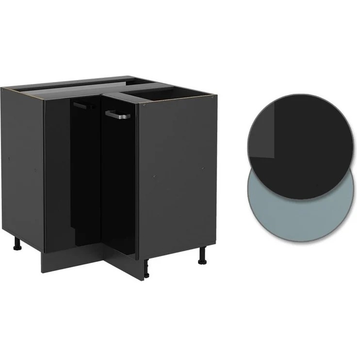 Eckunterschrank R-Line Schwarz Hochglanz 75.6 cm ohne Arbeitsplatte Vicco – Bild 3