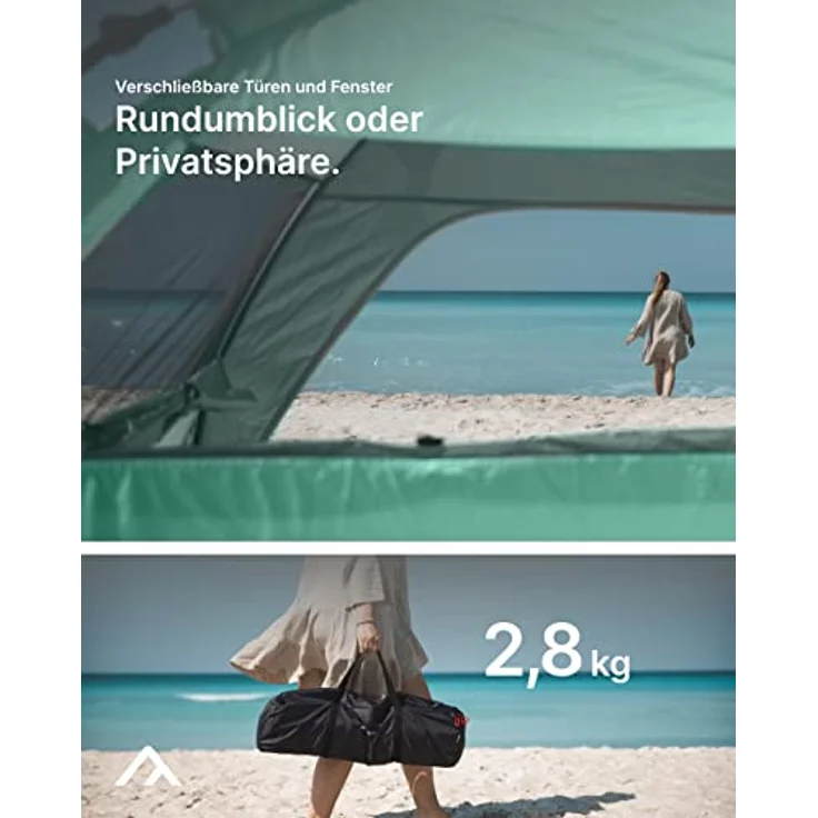 qeedo Quick Palm Strandmuschel mit UV-Schutz (UV80) & kleinem Packmaß - Leichtes, schnell aufzubauendes Strandzelt (Quick-Up System) bietet Sonnenschutz & Windschutz am Strand, vor allem für Kinder – Bild 4