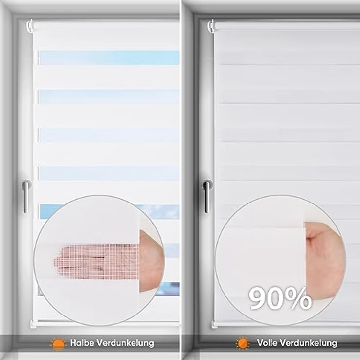 Sekey Doppelrollo Klemmfix ohne Bohren für Fenster 95x100cm | Duo Rollo Jalousie Sonnenschutz Wandmontage Deckenmontage Klemmrollo für Fenster & Tür Weiß – Bild 3