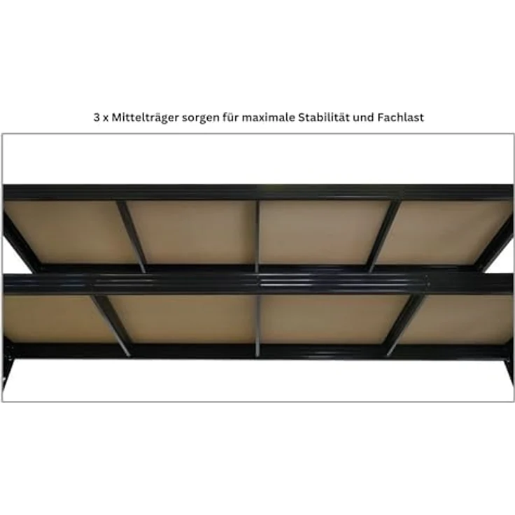 PROREGAL Profi Schwerlastregal Rhino EXTRA BREIT XXL schwarz HxBxT 200x240x70cm Fachlast 450kg 5X Spanplatten-Ebenen 8mm Garagenregal, Lagerregal, Steckregal, Weitspannregal – Bild 6