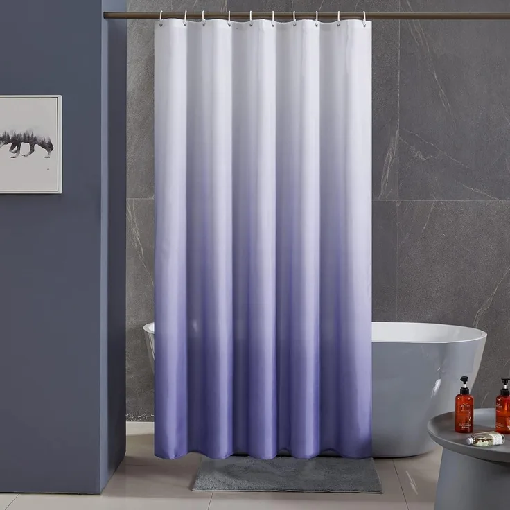 Duschvorhang 180x180cm Anti-Schimmel Wasserdicht Stoff Lila 12 Duschringe