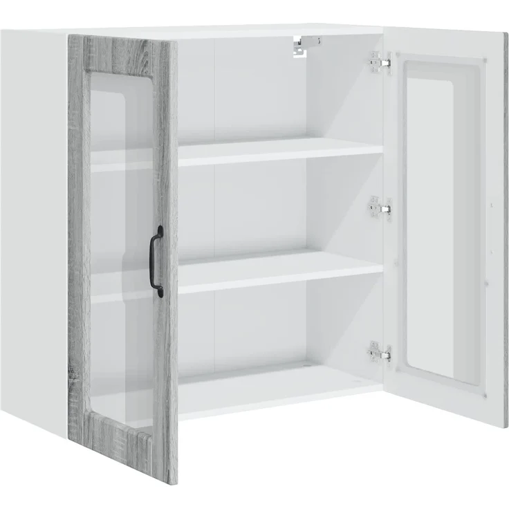 vidaXL Wandglas-Schrank PORTO Sonoma-Grau 80 x 31 x 80 cm 885421 – Bild 5