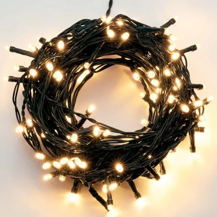 hellum Lichterkette außen 120 LED warmweiß, Lichterkette mit Timer, innen, für Weihnachtsbaum 11.9m beleuchtete Länge, Kabelfarbe grün – Bild 2