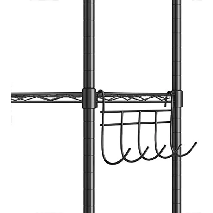 Himimi 6 Etagen Standregal Metallregal Küchenregal Badezimmerregal verchromtes Regal mit Seitenhaken und verstellbare Ablagen 54 x 29 x 160 cm, Schwarz – Bild 7