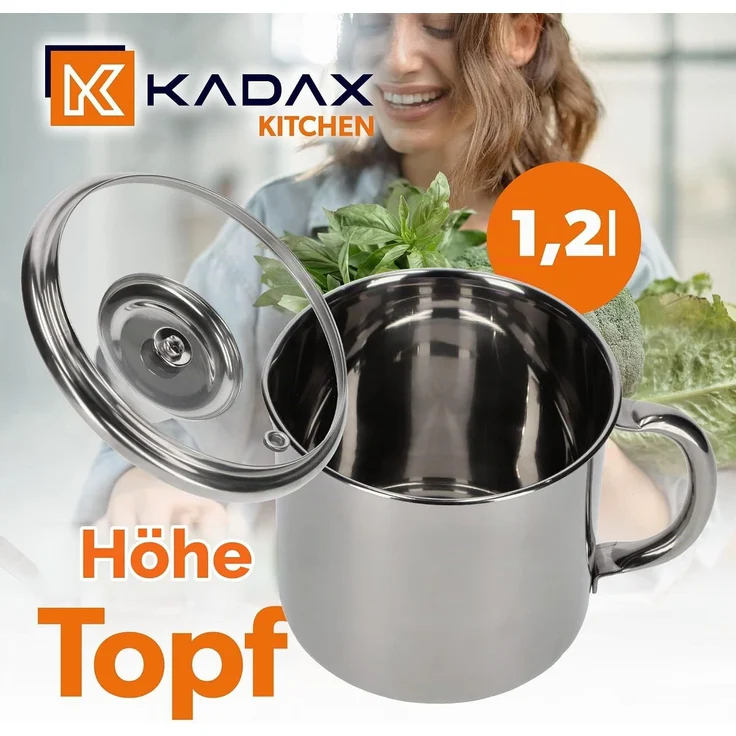 KADAX Stahltopf 1,2 l Haferflocken mit Deckel für Gas-Induktionskochen – Bild 6
