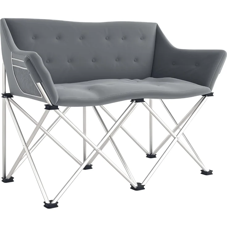 Outsunny Campingstuhl mit Armlehnen, Seitentasche (2 Sitzer Faltstuhl, 1 St), bis 240kg belastbar, für Garten Camping Strand – Bild 1