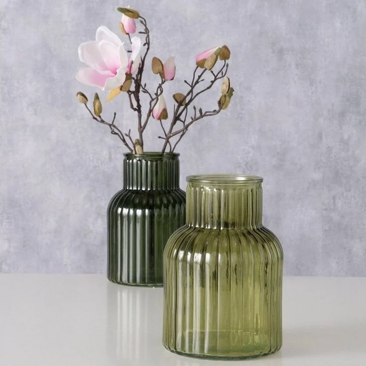 BOLTZE GRUPPE Dekovase Vase aus Glas RELEA, grün, geriffeltes Glas, 20 cm (einzeln) – Bild 2