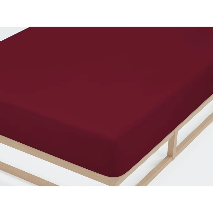 biberna Jersey-Elastic-Spannbetttuch 0077866, burgund, 1x 180x200 cm - 200x220 cm – Bild 1