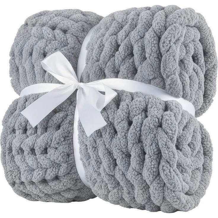 Wohndecke Grobmaschige Wohlfühldecke, Feluna, Flauschige Kuscheldecke Grobstrick Tagesdecke – Bild 5