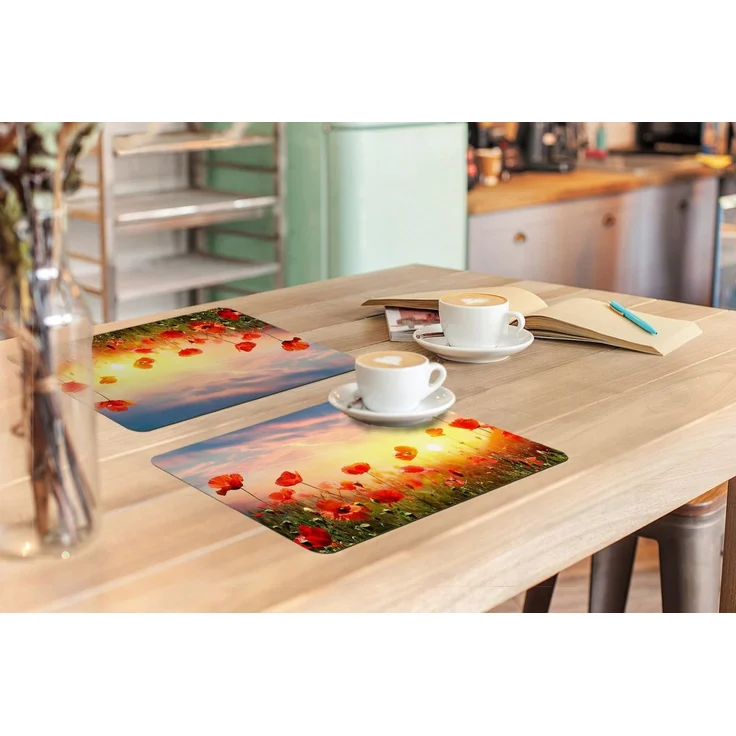MuchoWow Platzset Mohnblumen - Frühling - Farben, (6-St), Platzsets, Tischset, Abwaschbar, Tischsets, Platzdeckchen – Bild 2
