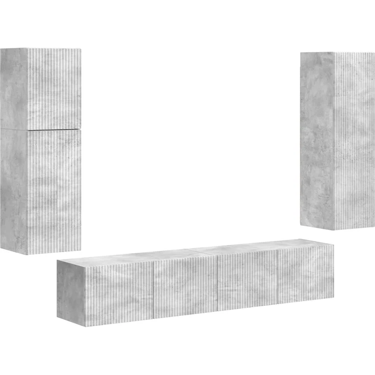 vidaXL TV-Schrankset Wandmontiert 4 pcs Beton Grau Holzwerkstoff 3409036 – Bild 2