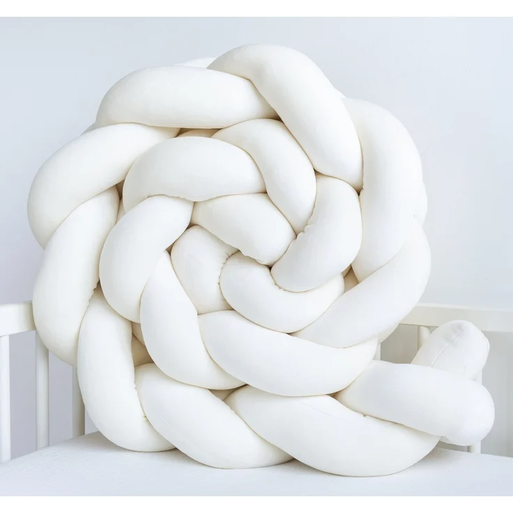 Loolay Nestchenschlange SAMT ECRU Geflochtenes Kissen Zierkissen Dekokissen Bettumrandung, (Zugluftstopper Zugluft Schlange Wickeltischumrandung Babybett Kinderzimmer Schutz, VELOURS SAMT Bettschlange 100 150 200 300 400 cm und Länge auf Anfrage), Zugl... – Bild 3