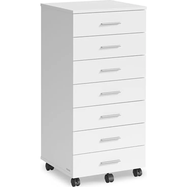 VASAGLE Rollcontainer, mobiler Aktenschrank, Schubladenschrank, Druckerständer mit 7 Schubladen, mit schraubenlosen Gleitschienen, für Büro, Homeoffice, wolkenweiß OFC085WB02 – Bild 2