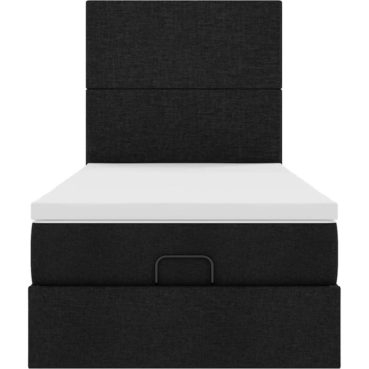 vidaXL Ottoman-Bett mit Matratze & LEDs Schwarz 90x200 cm Stoff 3313894 – Bild 6