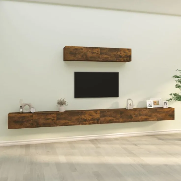 4-tlg. TV-Schrank-Set Räuchereiche Holzwerkstoff [3114611]