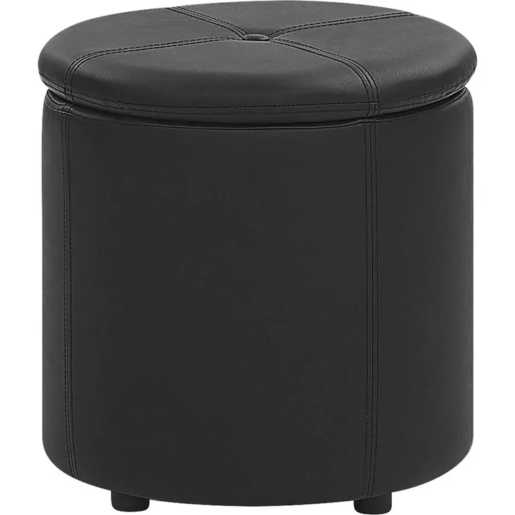 Pouf mit Stauraum Kunstleder schwarz ⌀ 38 cm MARYLAND