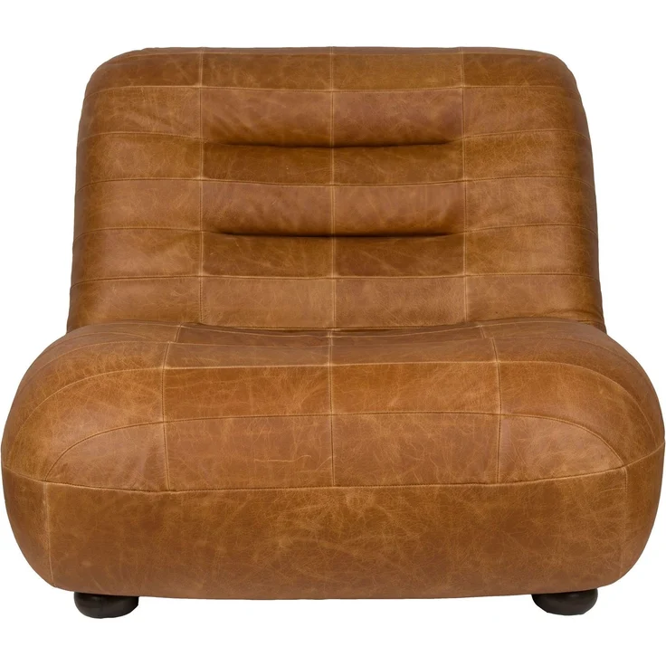 DutchBone Loungesessel Wyatt Cognac aus Leder mit Gummibaumholz-Beinen 87x101x70,5 cm – Bild 2