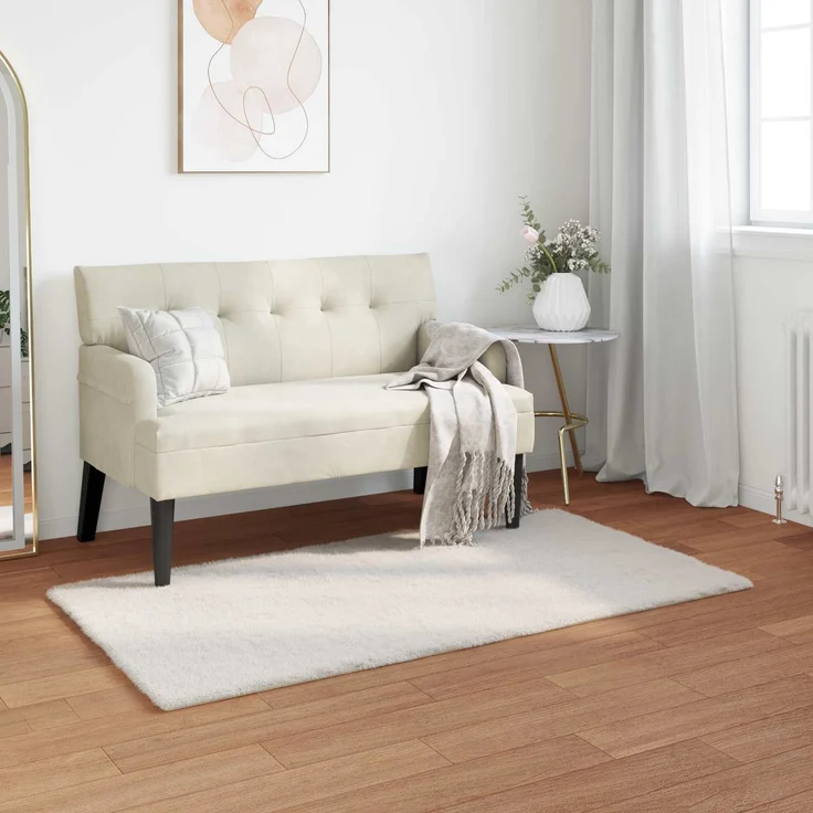 vidaXL Rutschfester Teppich aus Kunstkaninchenfell OLITE Creme 42021654 – Bild 1
