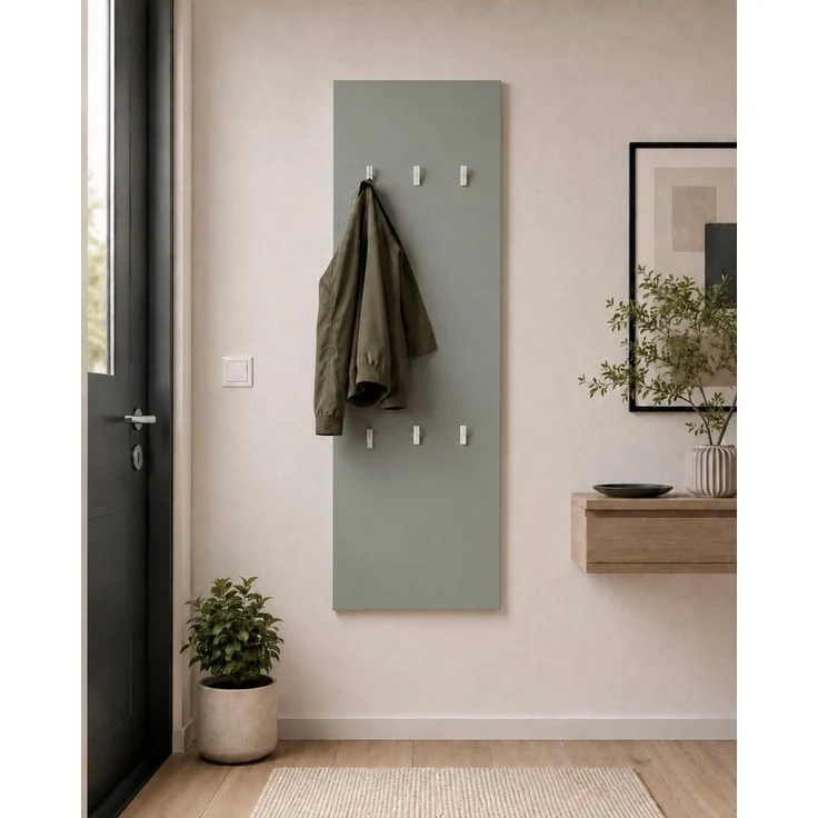 borchardt Möbel Garderobenpaneel Vaasa, 123x45cm mit Metallhaken, Garderobe hängend, 6 Haken, Wandgarderobe – Bild 1