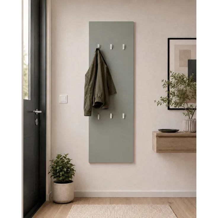 borchardt Möbel Garderobenpaneel Vaasa, 123x45cm mit Metallhaken, Garderobe hängend, 6 Haken, Wandgarderobe