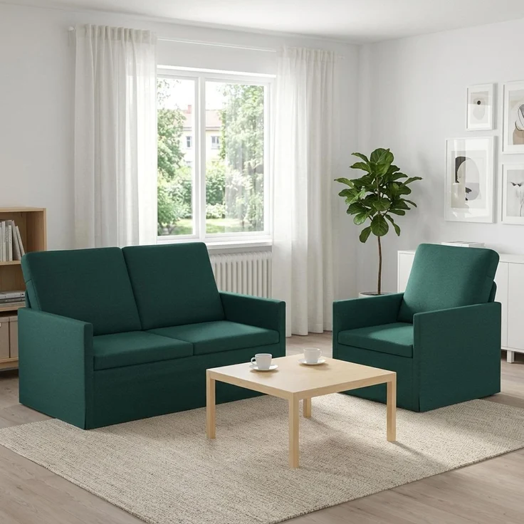vidaXL Sofa-Set 2 pcs Dunkelgrün Stoff 3433139 – Bild 1