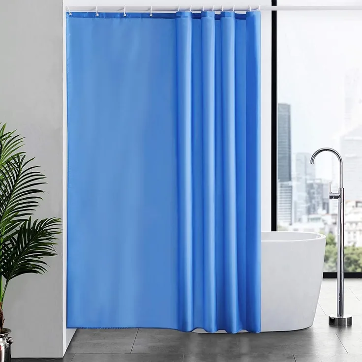 Duschvorhang Überlänge Blau Polyester Anti-schimmel Waschbar 180x210cm