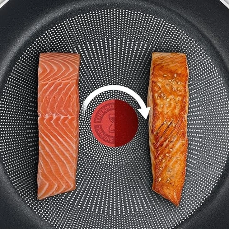 Tefal Wok Titanium Force Wok-Pfanne, Induktion, Ø 28 cm, Aluminium, extra haltbare Antihaft-Beschichtung, Thermo Signal, tiefe Form – Bild 5