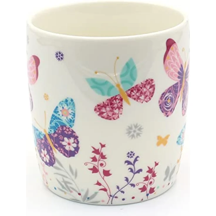 Dekohelden24 Tasse 2er Set Kaffeebecher Kaffeetasse aus Porzellan - Motiv: bunte Schmette, Porzellan – Bild 4