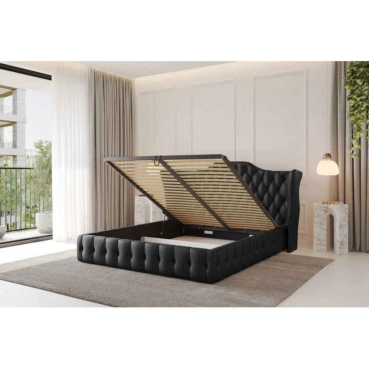 ALTDECOR Polsterbett MODY (Polsterbett mit Bettkasten und Lattenrost, Boxbett ohne Matratze), Doppelbett mit Stauraum, Bett mit Kopfteil – Bild 3